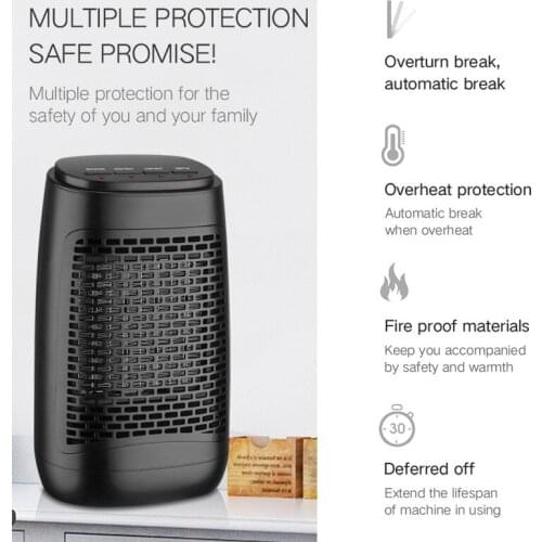 110V 220V High Quality Thermostat Control Electrical Mini PTC Heating Home Leafless PTC Air Fan Heaters Overheat Protect