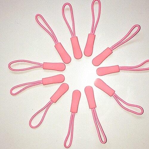 10pcs pink Zipper Pulls Strong Nylon Cord Non-slip with Rubber Gripper Pull To Fit Any Zipper Materials Fixer Drawstring head