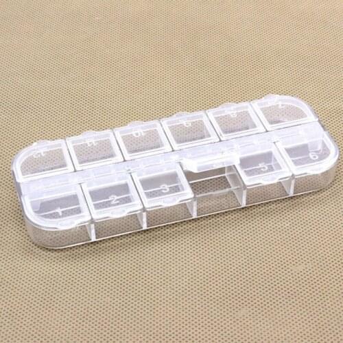 200pcs Nail Art 12 Empty Compartment Plastic Translucence Storage Box Earring Jewelry Bin Case Container Sewing Box ZA5443