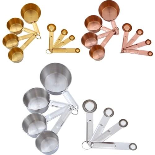 4/8pcs Stainless Steel Kitchen Measuring Spoons Teaspoon Coffee Sugar Scoop Cake Baking Flour Measuring Cups Kitchen Tools