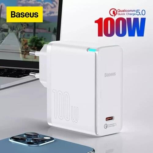 Baseus 100W GaN Charger Type C USB Charger PD 3.0 QC 5.0 PPS Quick Charge for iPhone 12 Xiaomi Macbook Portable Phone Charger