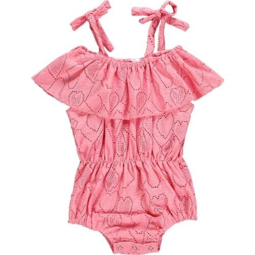 Baby Bodysuit Toddler Baby Girl Clothes Ruffle Hollow Solid Jumpsuit Bodysuit Sunsuit 0-24M