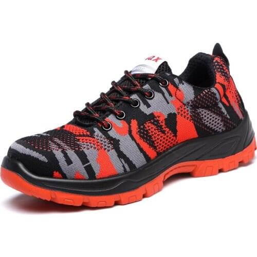 Large size mens fashion breathable steel toe caps work safety shoes summer security shoe worker safe boots protective footwear