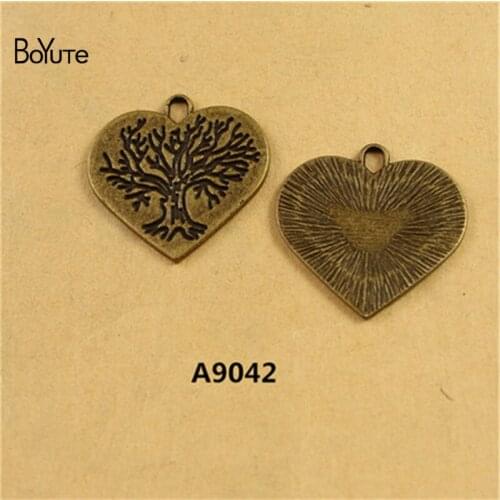 BoYuTe (50 Pieces/Lot) 24*23MM Zinc Alloy Heart Tree Plated Charms Antique Bronze Plated Metal Pendant Charms for Jewelry Making