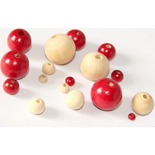 100PCs Natural Ball Wood Spacer Beads 4-20mm For Charm Bracelet Wholesale baby toy wooden bead DIY For jewelry making