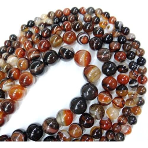 Natural Stone Dream Coffee Black Lace Stripe Agates Round Loose beads ball 4 6 8 10 12MM Fit DIY Handmade Beads Jewelry Making