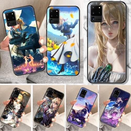 Anime Violet Evergarden Phone case For Samsung Galaxy Note 4 8 9 10 20 S8 S9 S10 S10E S20 Plus UITRA Ultra black tpu bumper art