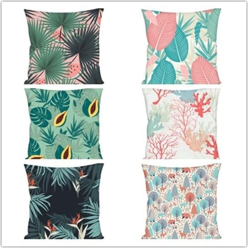 Decorative Pillow Case Green Throw Pillowcase Decor Home Farmhouse Scandinavian Style 45*45 Nordic Sofa Cushion Cover