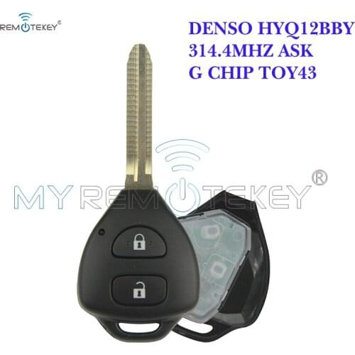 Remtekey DENSO HYQ12BBY Remote key 2 button TOY43 for Toyota Corolla Camry+314.4mhz+G chip