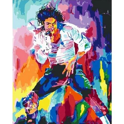 Diy 5D Poured Glue Diamond Painting Kits Scalloped Edge Coloring Michael Jackson Handcraft Drawing Canvas Decor Adult Art Gift