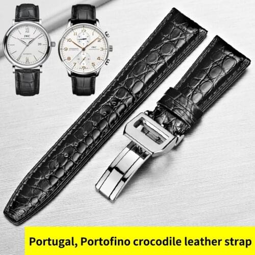 HOWK Watchband Substitute IWC Watch band 20mm 21mm 22mm Real Leather Watch Band Alligator Round Pattern Watch Starp