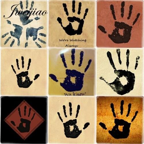 JWEIJIAO Skyrim Dark Brotherhood Mysterious Note Plam Square Shape 12mm DIY Glass Cabochon Cameo Charms Settings