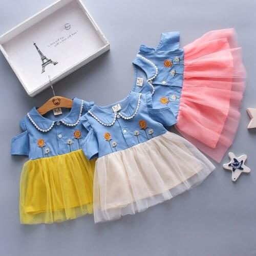 Cute Girls Dress Infant Baby Kids Dresses Princess Denim Outfits Clothing Summer Infant Children Clothes
