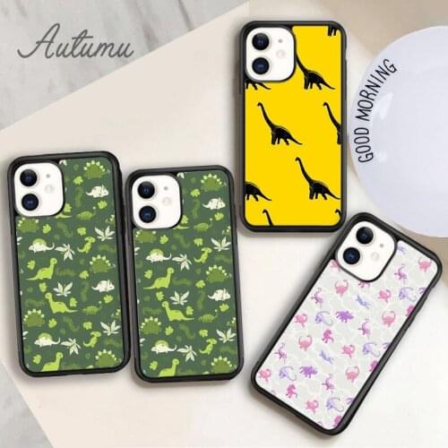 Cute Cartoon Dinosaur Phone Case for iPhone 11 12 Pro Max mini X XR XS SE 2020 5 6 7 8 Plus Samsung Galaxy S8 S9 S10 Cover shell