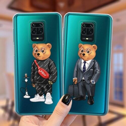 Fashion Brand Funny Cute Bear Phone Case For Xiaomi Mi 10T Lite Redmi Note 10 9S 7 8 9 Note10 Pro 8T 9C 9A Soft Silicone Cover