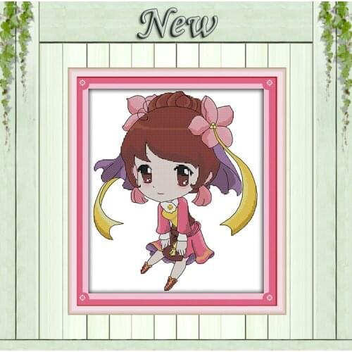 Little Beauty girl cartoon decor paintings 11CT counted printed on the canvas DMC chinese Cross Stitch kits 14CT needlework Sets