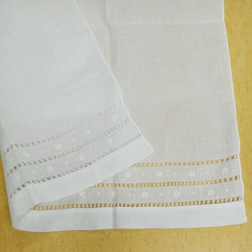 Set of 6 White Linen Embroidered Floral Bath Towels Guest Towel 71*102 CM wonderful to use in your own home