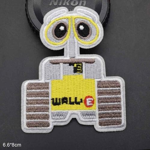 Wallie Robot Car Iron On Embroidered Clothes Patches For Girl Woman Clothing Stickers Garment Wholesa