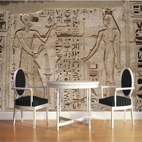 Custom Photo Wallpaper 3D Ancient Egypt Pharaoh Stone Carving Living Room Bedroom Home Wall 3D Non-woven Waterproof Mural Roll