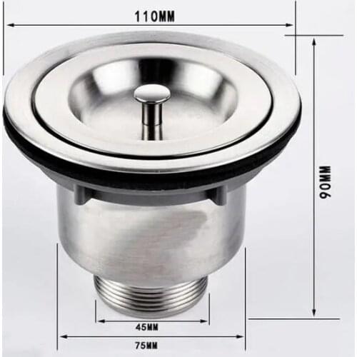 Stainless Steel Kitchen Water Sink Strainer Plug Drain Basket