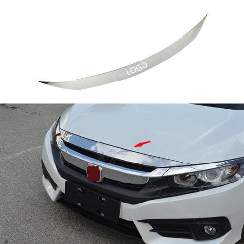 Stainless Fit For Honda Civic 2016 2017 Front Grill Grille Bonnet Cover Trim Molding