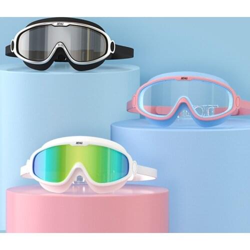 Big Frame Swimming Goggles for Adult Waterproof Anti-fog HD Snorkeling Goggles Men Women Adjustable Wide View Swimming Glasses