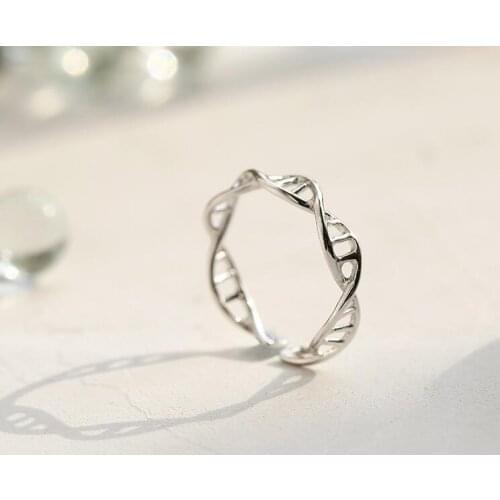 Oly2u Rings for Women Adjustable Women DNA Chemistry Molecule Rings Double Helix Ring Minimalist Ring SYJZ080