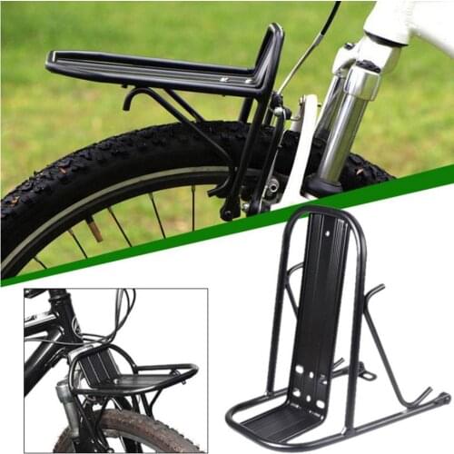 15KG Load Bike Carrier Front Rack Black Aluminum Alloy Bicycle Front Storage Rack Shelf Luggage Carrier w/ Brackets Screws Nuts