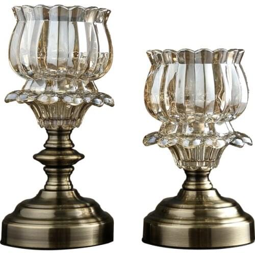 Crystal Glass Candlestick Stand Decoration Light Luxury Home European Style Incense Candle Holder Decoration Romantic