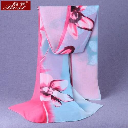 Chiffon scarf Printed shawl ladies scarf fashion wrap female wrapped factory Muslim head scarfs style Gradient brand luxury