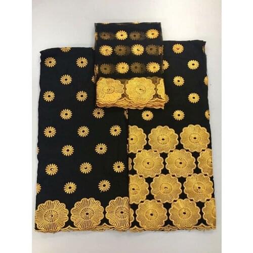 Swiss voile lace in switzerland african gold lace fabric 2019 high quality lace cotton lace dubai fabric 5+2yard/set