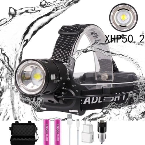 10000LM XHP50.2 Super bright led headlights USB Rechargeable Headlight Bright V6 Hunting Cycling Lamp Waterproof Use 18650
