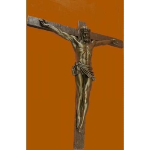 Extra Large Jesus Crucifixion 100% Real Pure Bronze Sculpture Wallmount Statue Garden Decoration 100% real Brass Bronze