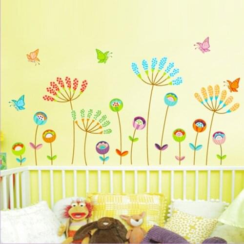 Creative flowers butterfly pvc wall art decals bedroom living room home decorations posters diy stickers kids gift