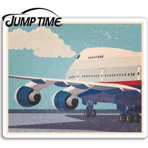 Jump Time Retro Jumbo Jet Vinyl Stickers - Plane Sticker Laptop Luggage Window Bumper Decal Waterproof Car Accessories