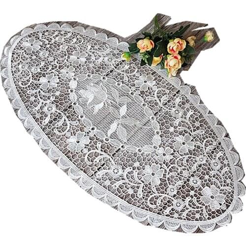 75x38cm Hot embroidery table mat coffee table mat coaster lace coffee mat tablecloth Christmas party birthday wedding decoration