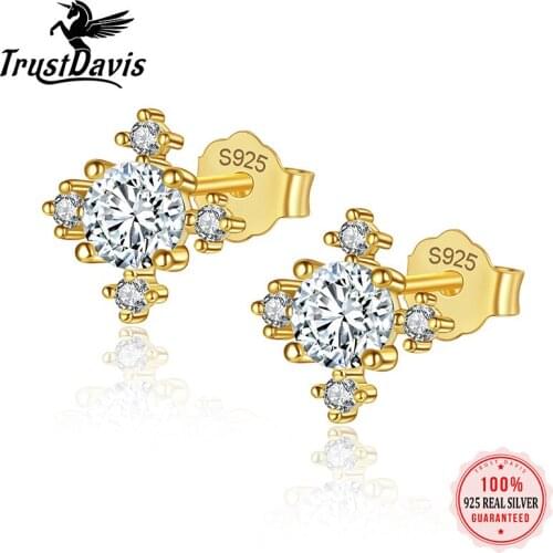 ElfoPlataSi Real 925 Sterling Silver Simple Star Stud Earrings Gift For Women Daugther Girls Luxury Party Jewelry L038