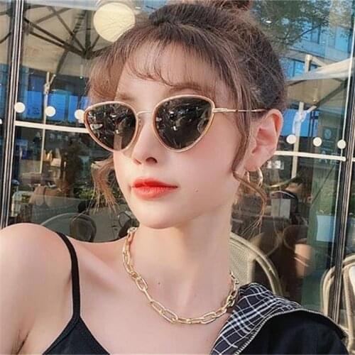 2020 New Dark Green Cat Eye Sunglasses For Women Korean Elegant Small triangle Sun Glasses Polarized Fashion Shades Driving Car