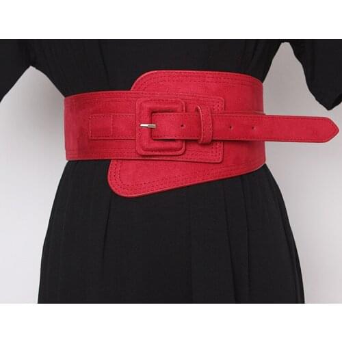 Womens runway fashion faux suede leather elastic Cummerbunds female Dress Corsets Waistband Belts decoration wide belt TB1192