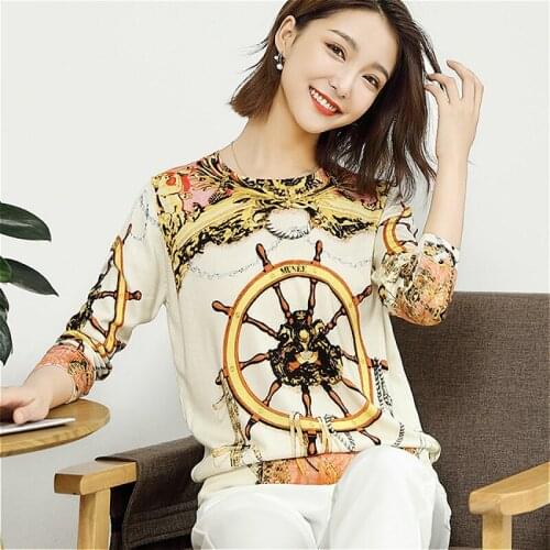 2020 Runway Sweater Famous Design Luxury Brand Tops Pullovers Printed Warm Elegant Autumn Winter Women Knitted Loose Sweaters