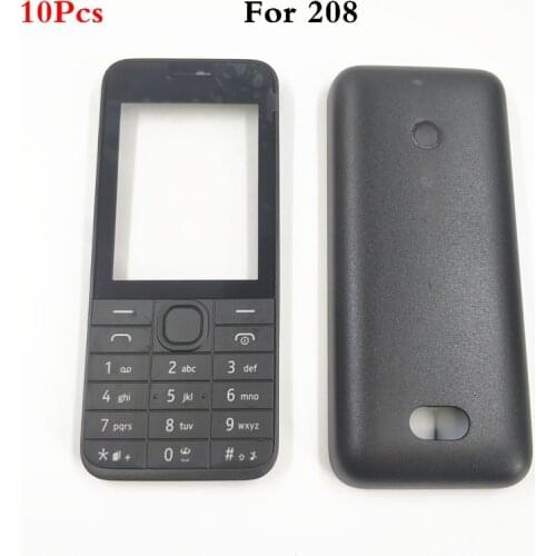 10Pcs/Lot Good Quality New For Nokia 208 Full Complete Mobile Phone Housing Cover Case+English Keypad