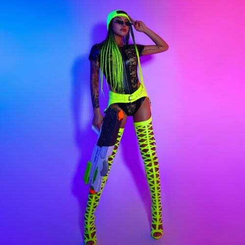 2021 Bar Gogo Dance Costume Lace One-Piece Suit Sexy Nightclub Party Gilr Stage Costume Pole Dance Clothing For Women DQS6734