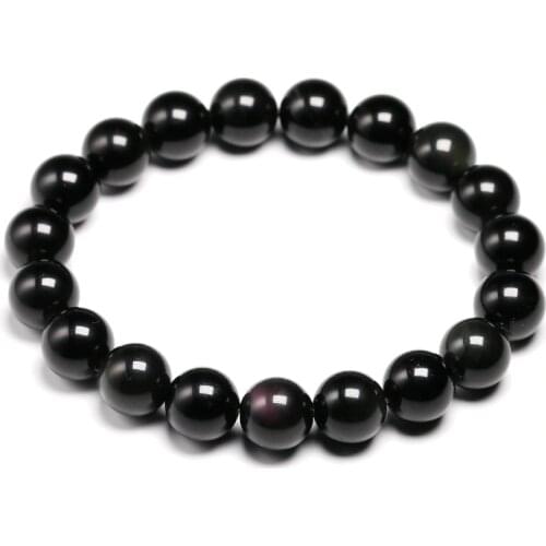 Natural Colorful Obsidian Bracelet Jewelry Stone Beads Round Bracelet Energy Bangle For Men & Women Valentines Gift New Design