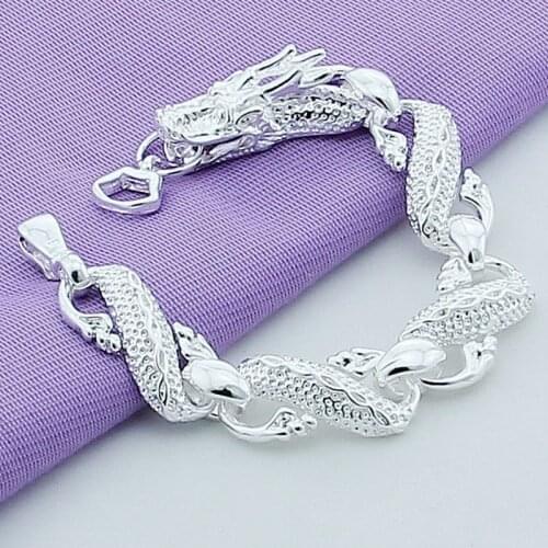 New Arrival 925 Sterling Silver Bracelet Bangle Cuff Men Women Dragon Bracelet Fine Jewelry Party Christmas Gift
