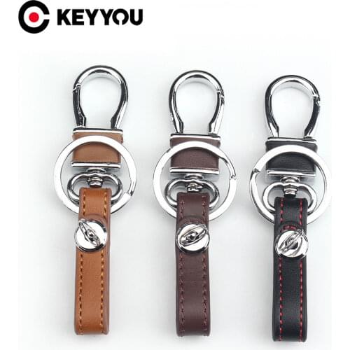 KEYYOU Alloy+Leather Remote Car Key Ring Chains Holder Fit For Car Key Ring KeyChains Car Accessories For Man Women High Quality