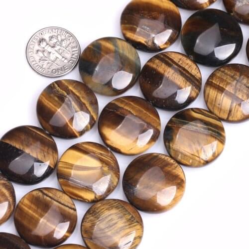 Natural Coin Yellow Tiger Eye Beads For Jewelry Making 16-25mm 15inches DIY Jewellery FreeShipping Wholesale Gem-inside