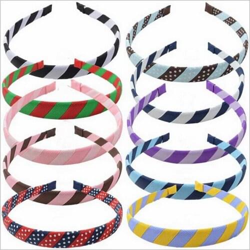 100pcs Xmas Boutique two-tone headbands Basic hair clasp grosgrain ribbon Covered Plastic winding hair band Accessories FJ3105