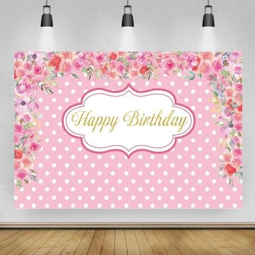 Floral Tassel Curtain Photography Backdrops Newborn Baby 1st Birthday White Dots Pink Girl Princess Cake Table Backgrounds