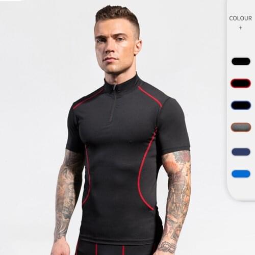 2021 Summer Gym Clothing For Men Fitness Workout Short Sleeve T-Shirt Running Breathable QUick Dry Top Tight Sport Shirt Male