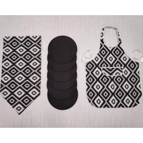 Runner Supla Kitchen Apron Set Waterproof Modern Cotton Fabric MoT Decor